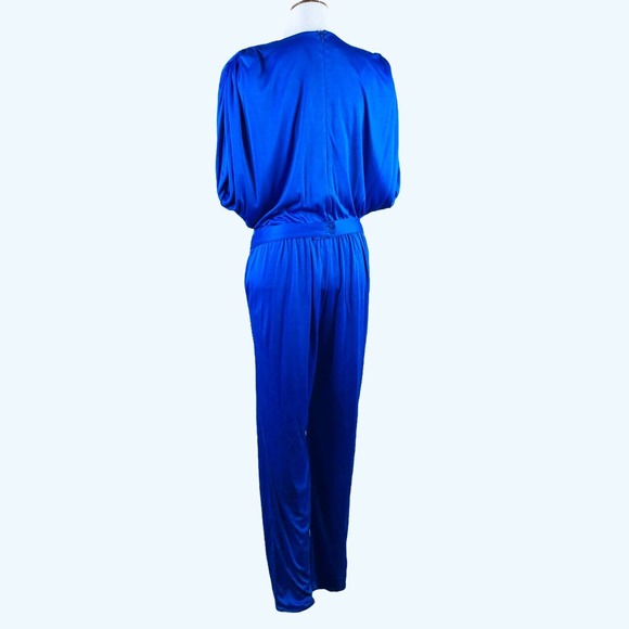 L Rothschild Vintage Jumpsuit Royal Blue Beaded Embellished Belted - Picture 10 of 11